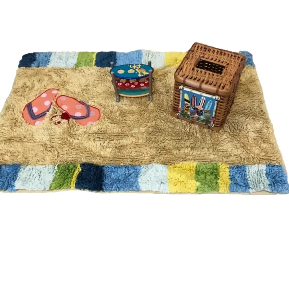 Beachy Surfing Bath Mat, Tissue Box and Toothbrush Holder
